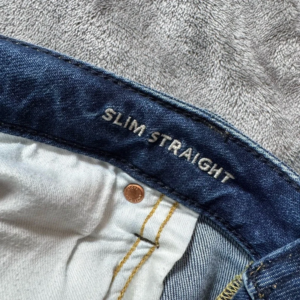 American Eagle AirFlex + Jeans Mens Size 36x30 Blue Slim Straight Stretch Faded‎
